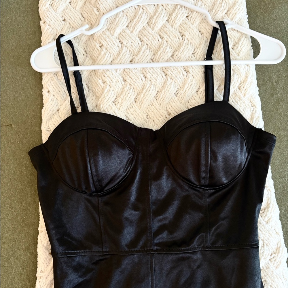love J Black Strapless Satin Sheath Dress - Picture 2 of 5